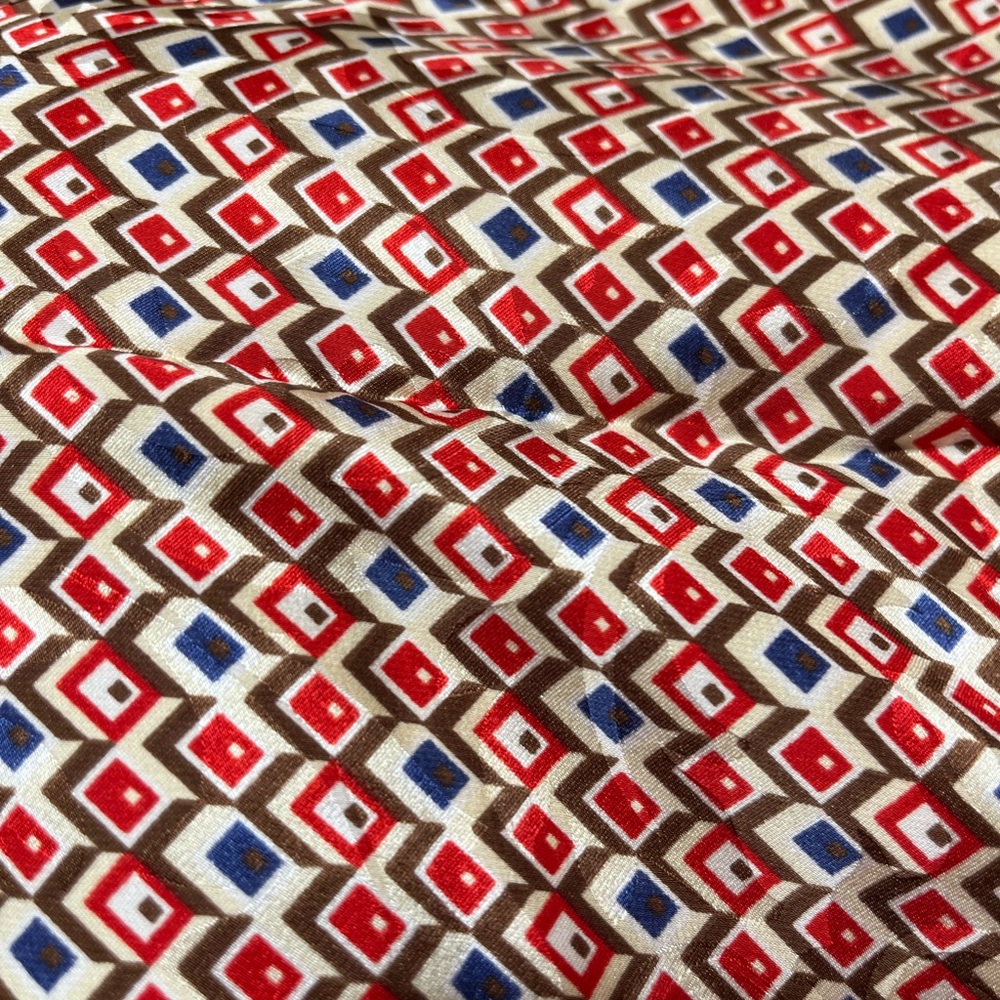 Enrico Coveri Large Red Square Patterned Silk Scarf - Italy - Picture 2 of 11